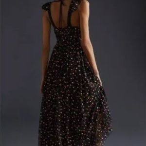 NEW WITH TAGS Maeve by Anthropology Black Polka Dot Maxi Dress